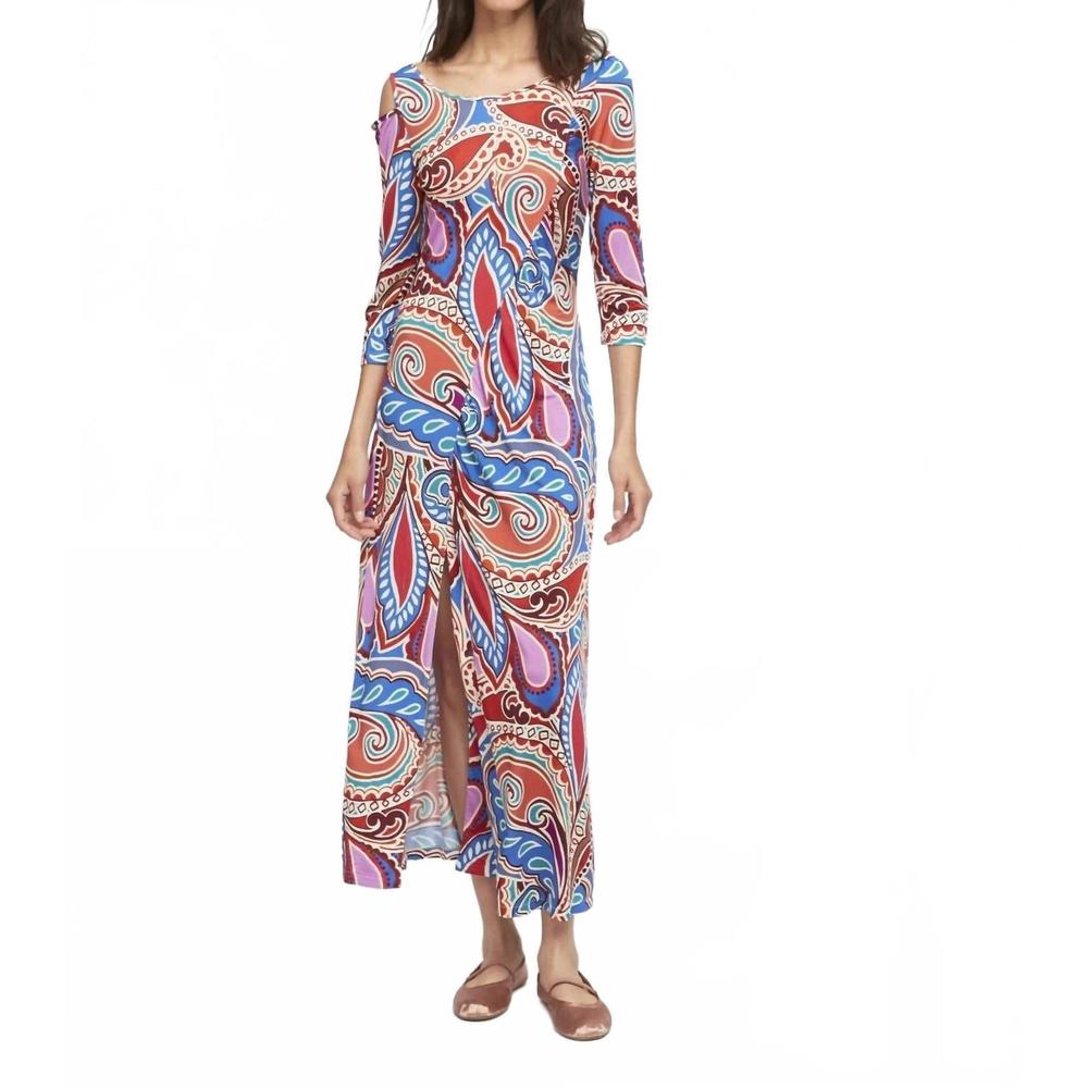 NEW ALDO MARTINS anabel long dress in blue/red